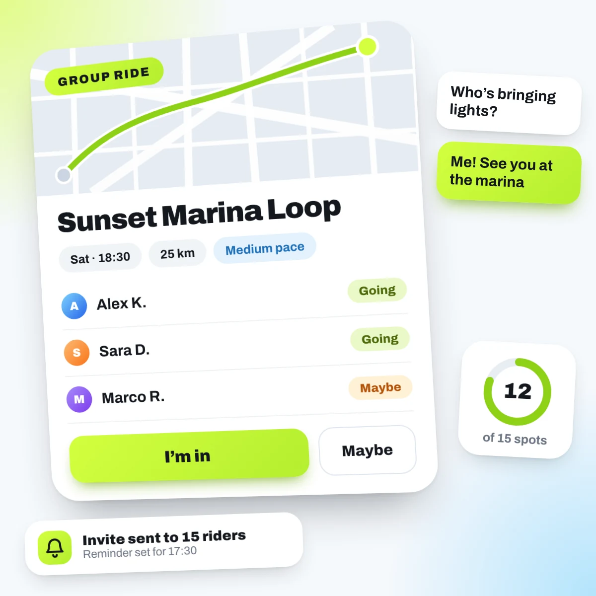 Group ride invite screen
